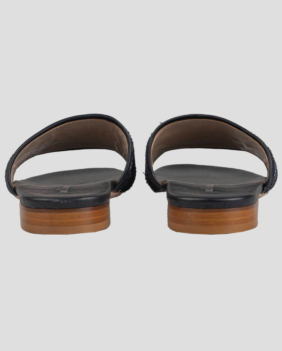 Kiton Blue Viscose Linen Slippers