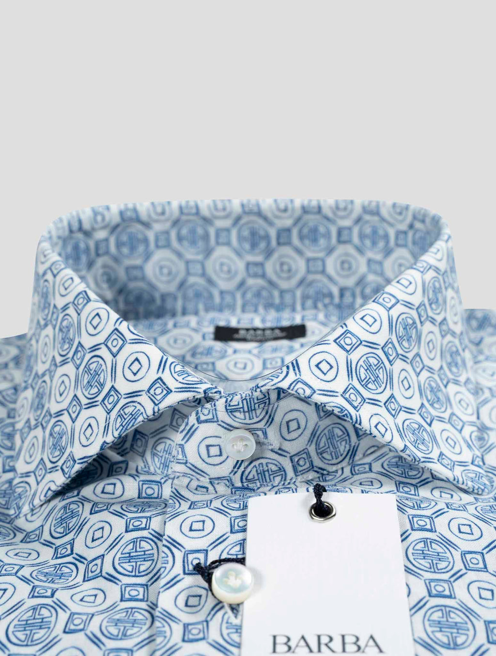 Barba Napoli Barba Napoli Blue White Linen Cotton Shirt Blue / White 001