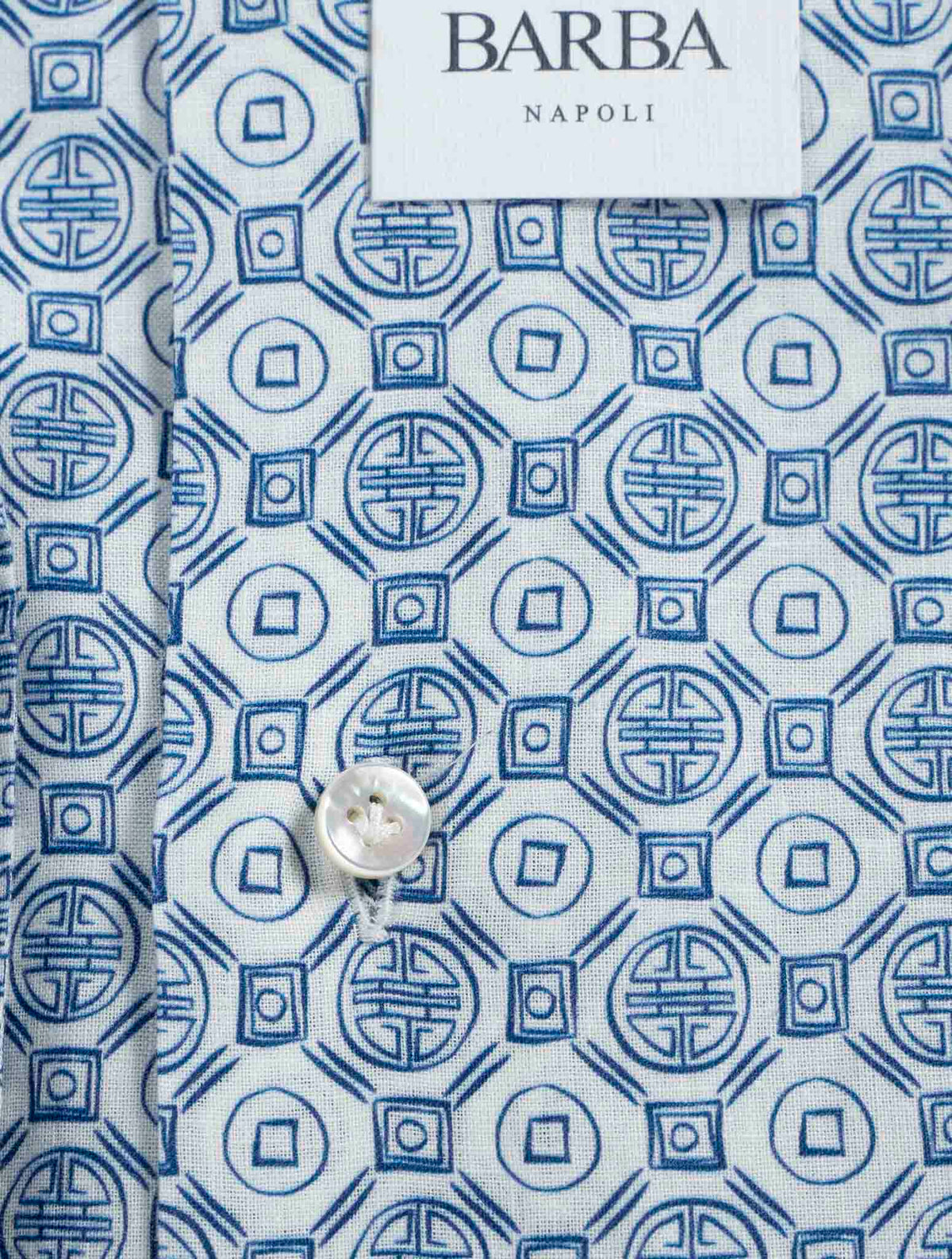 Barba Napoli Blue White Linen Cotton Shirt