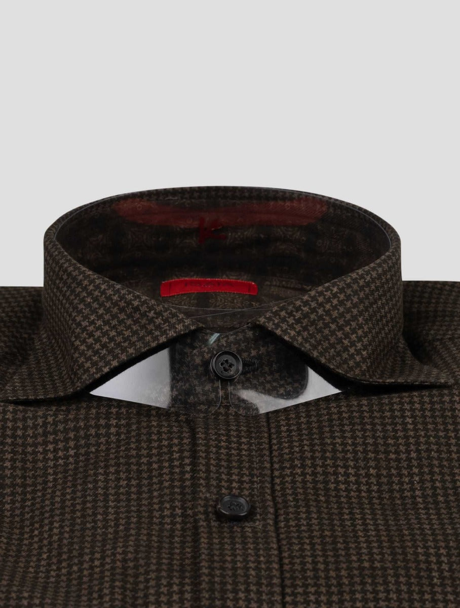 Isaia Brown Cotton Shirt