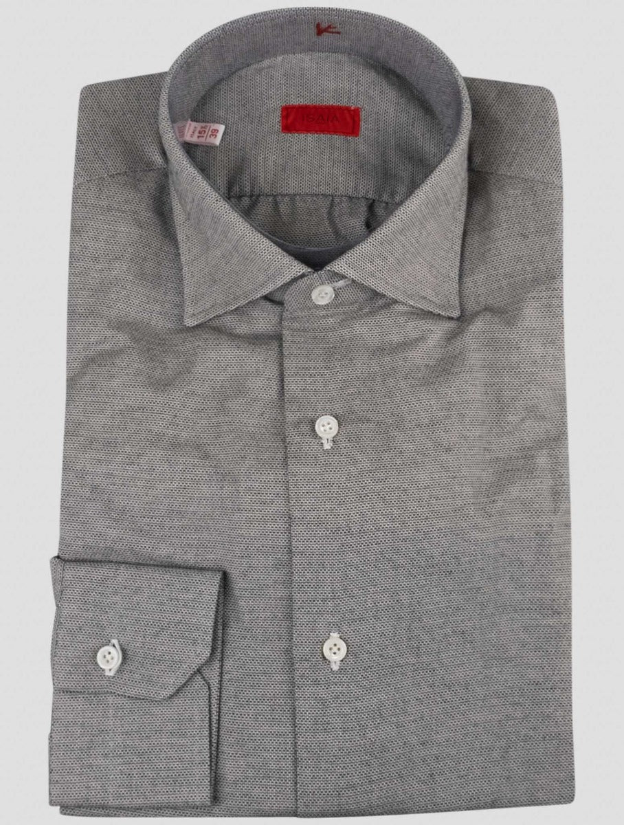 Isaia Gray Cotton Cashmere Shirt