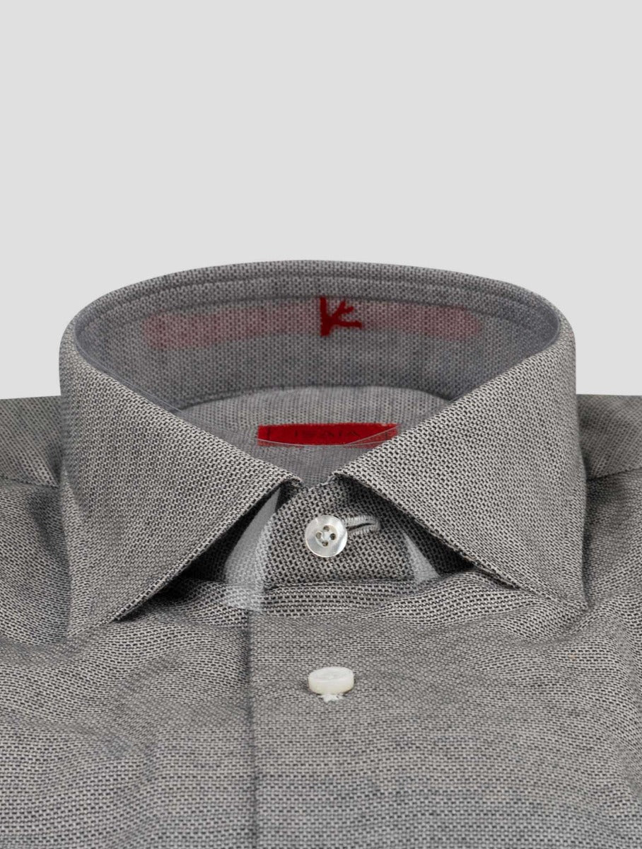 Isaia Gray Cotton Cashmere Shirt