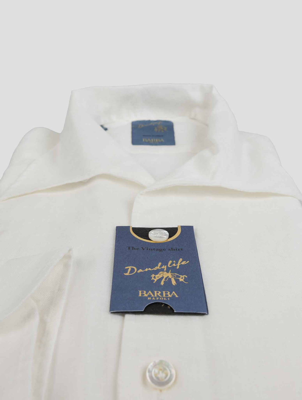 Barba Napoli Barba White Linen Shirt White 001