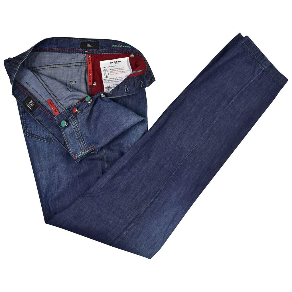 KITON Blue Cotton Jeans