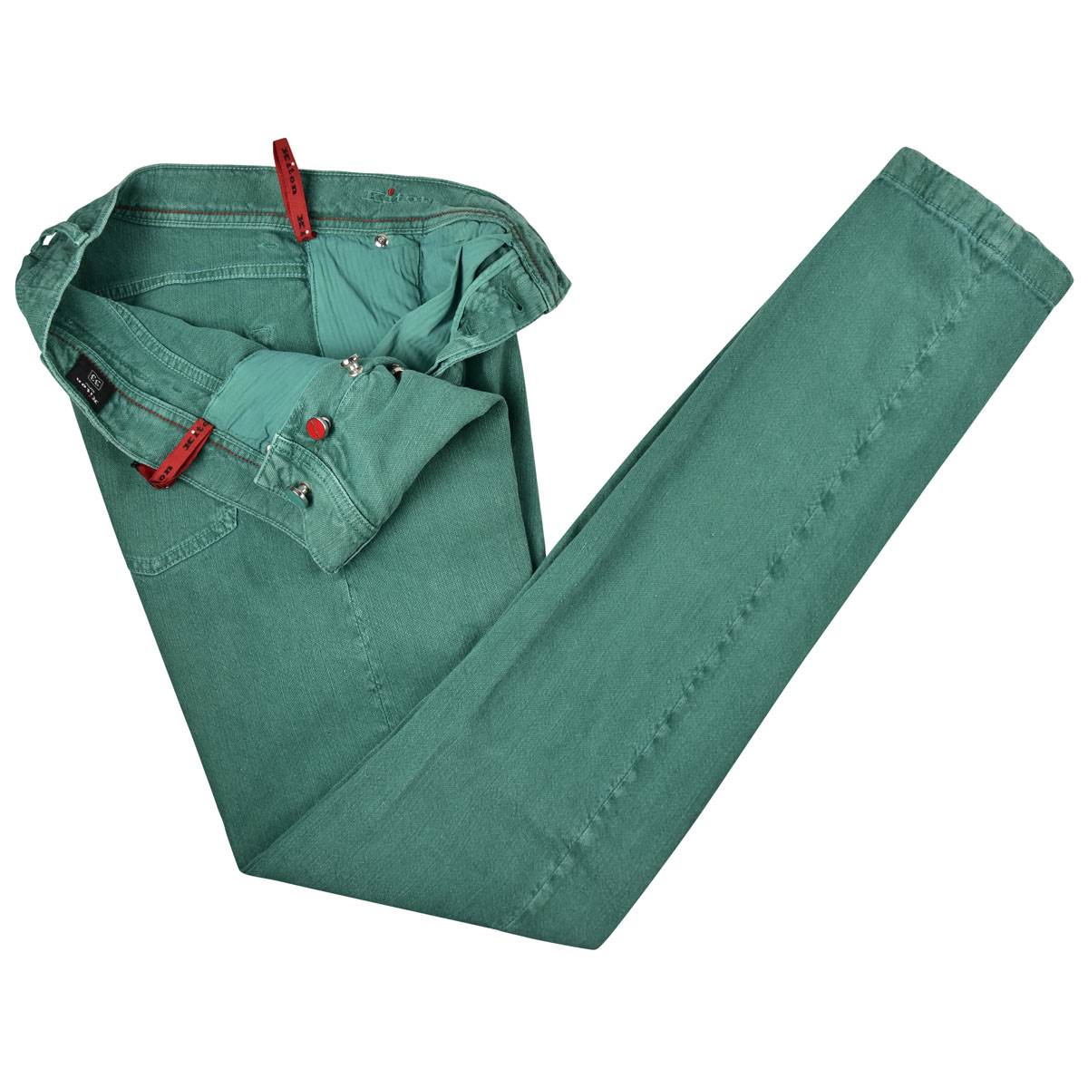 Kiton KITON Green Linen Cotton Pants Green 001