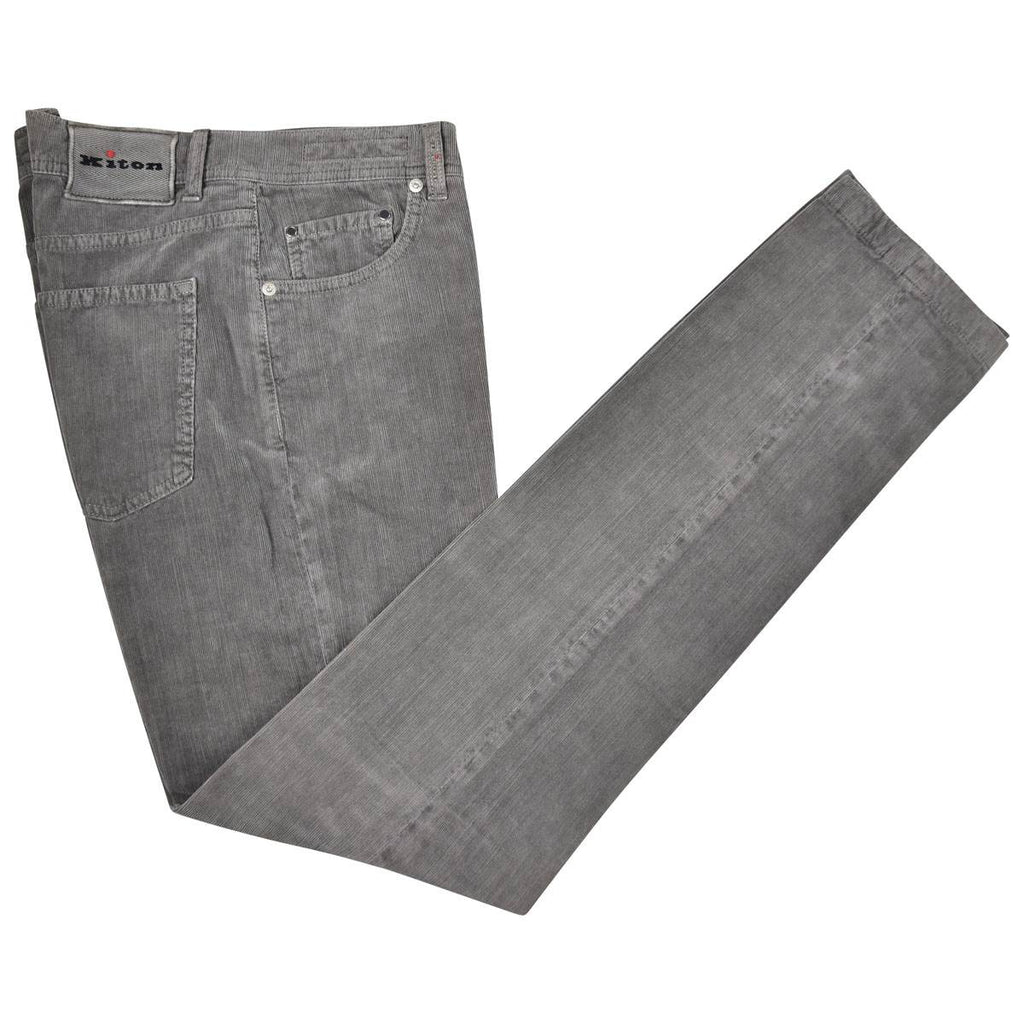 KITON Gray Cotton Ea Velvet Jeans