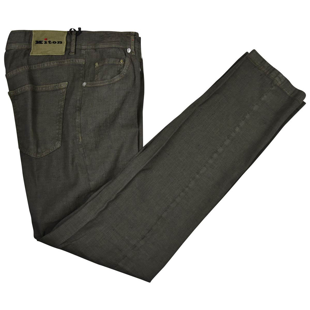 KITON Gray Linen Cotton Ea Jeans