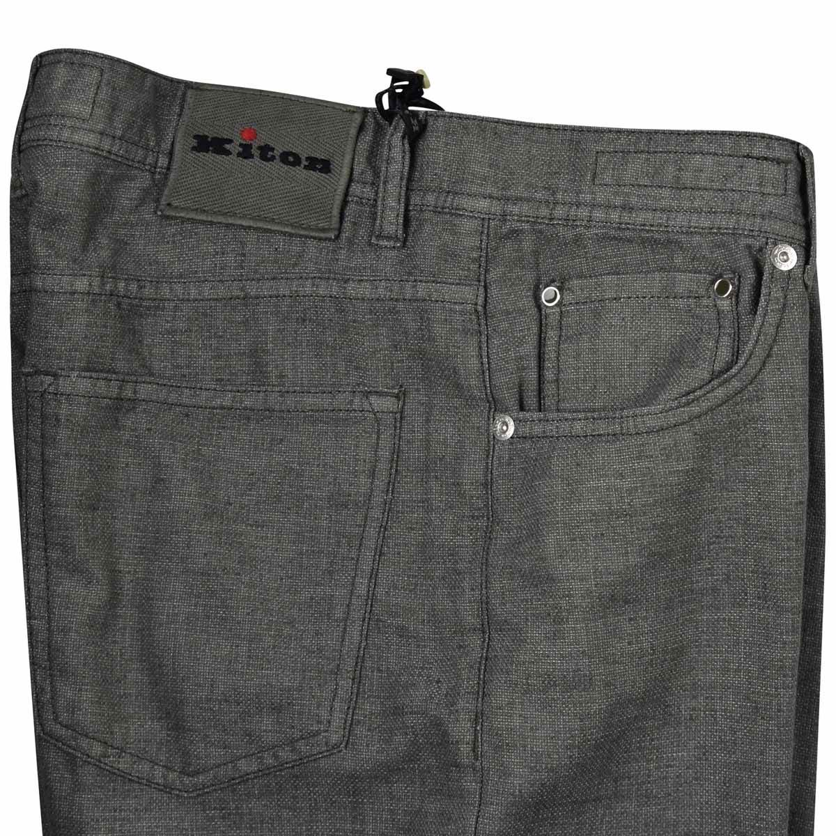 KITON Gray Cotton Linen Pl Jeans