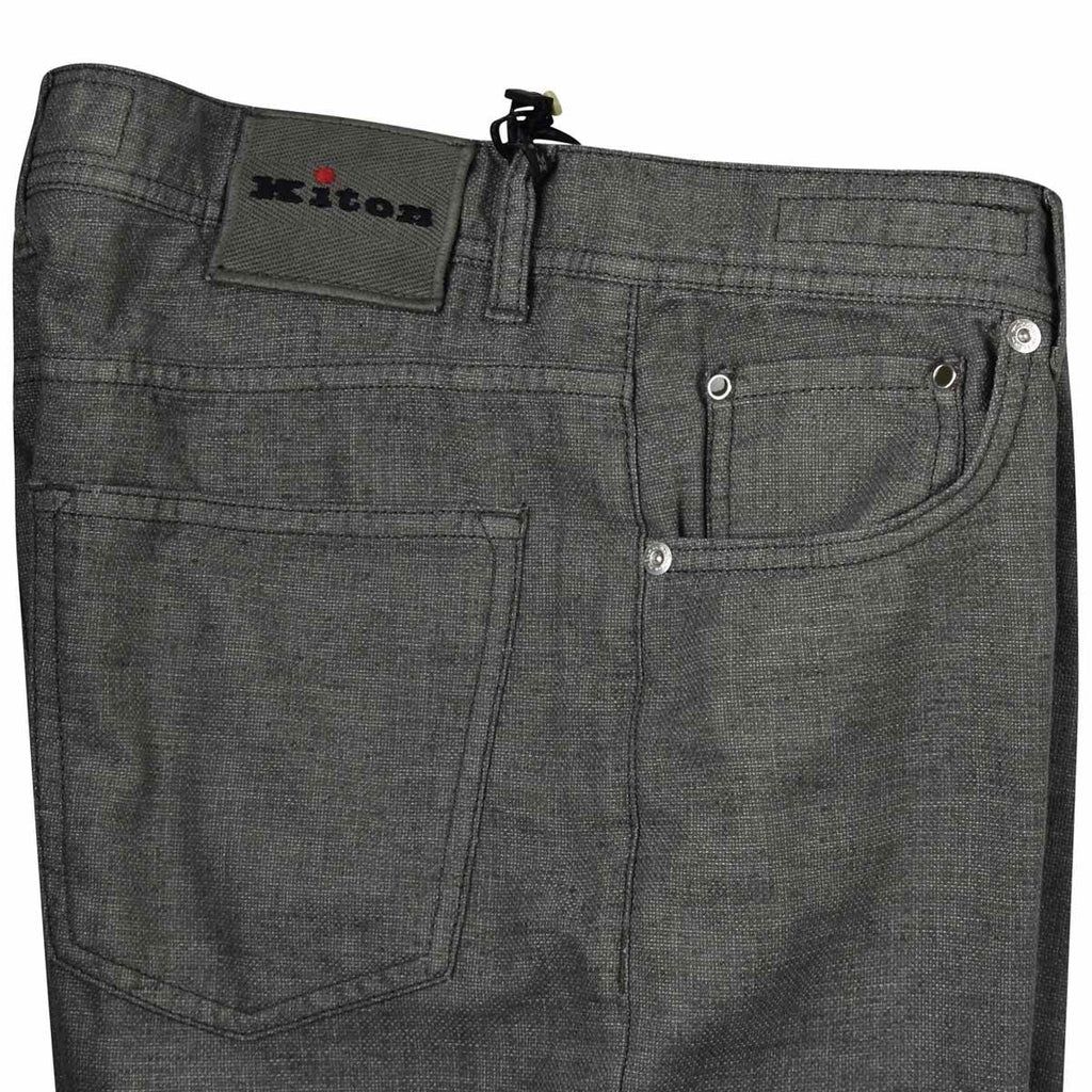 KITON Gray Cotton Linen Pl Jeans