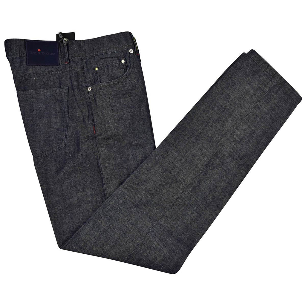 Kiton KITON Blue Cotton Linen Jeans Blue 000