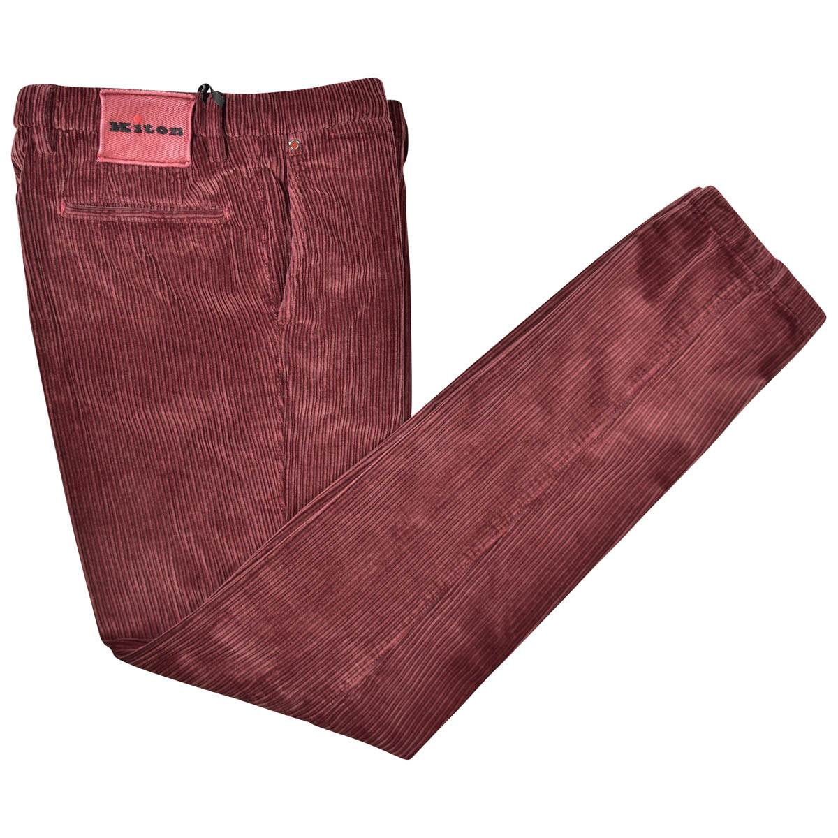 KITON Burgundy Cotton Ea Velvet Pants