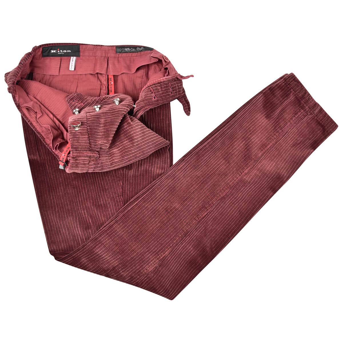 KITON Burgundy Cotton Ea Velvet Pants