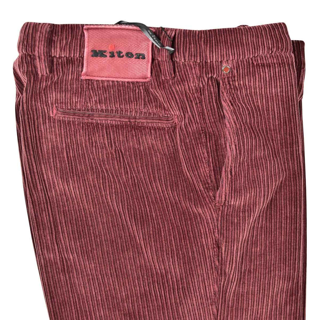 KITON Burgundy Cotton Ea Velvet Pants