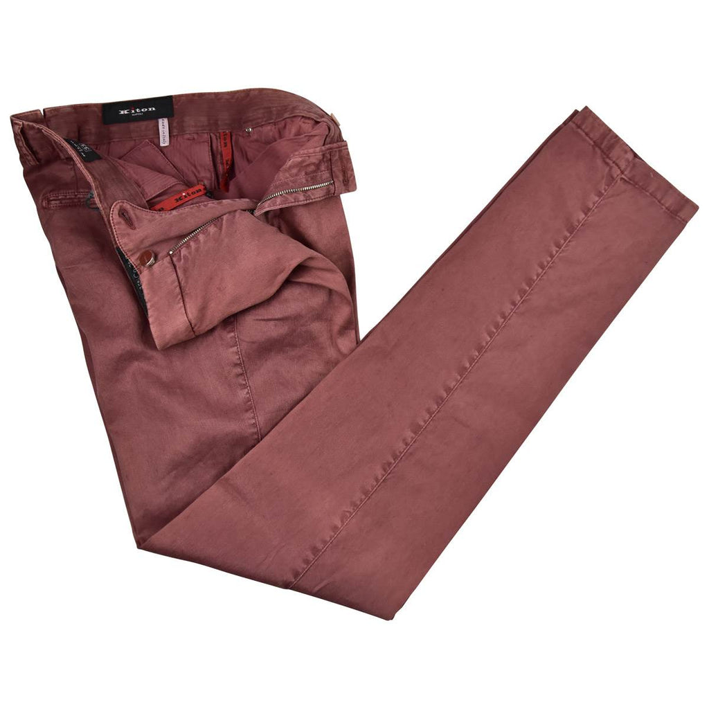 Kiton KITON Burgundy Linen Cotton Ea Pants Burgundy 001