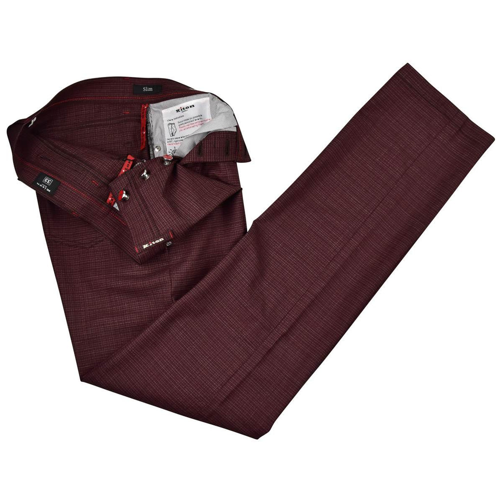 KITON Burgundy White Wool Pa Ea Jeans