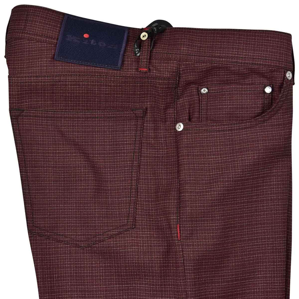 KITON Burgundy White Wool Pa Ea Jeans