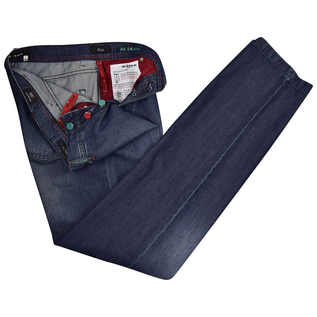 Kiton KITON Blue Cotton Silk Jeans Blue 001