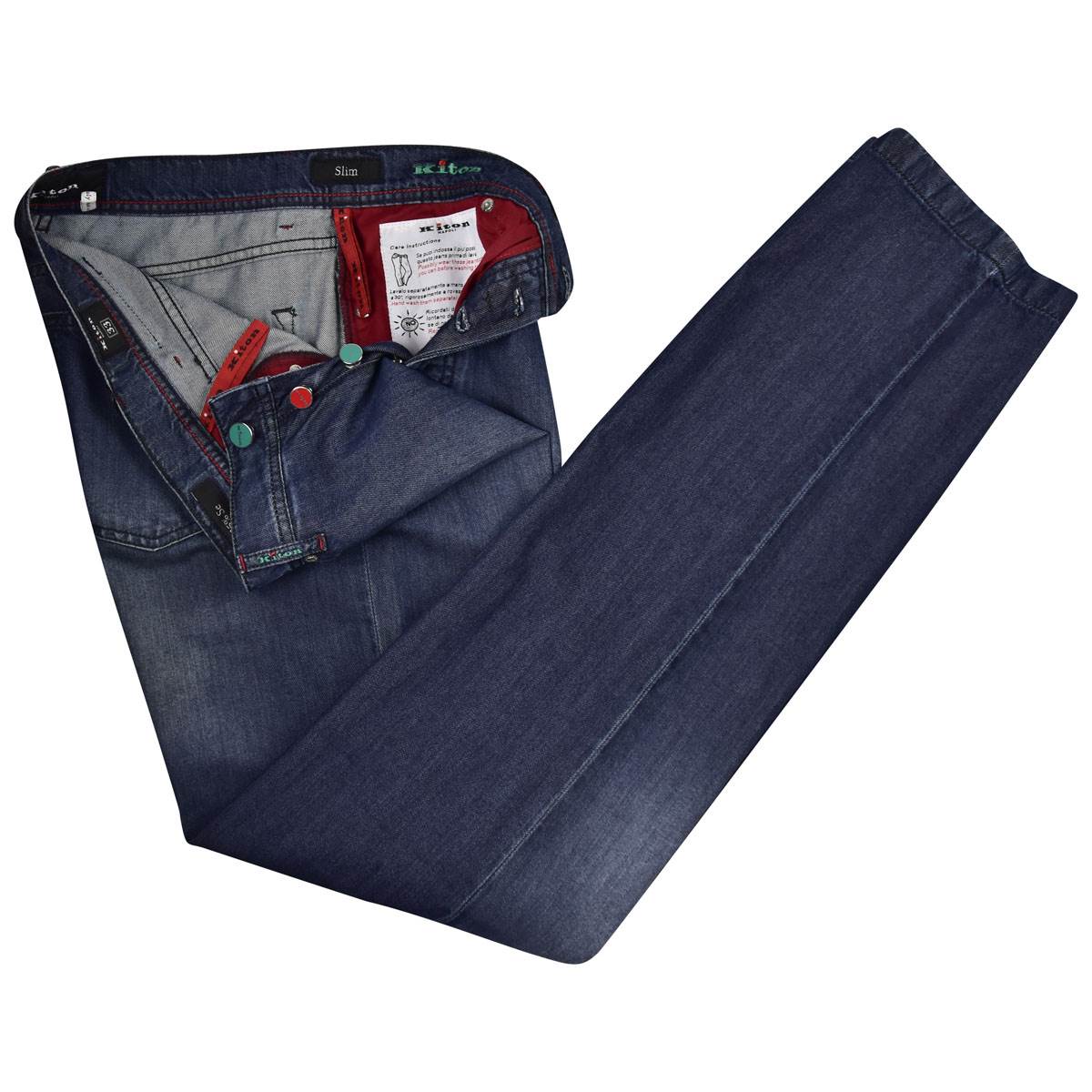 Kiton KITON Blue Cotton Silk Jeans Blue 001