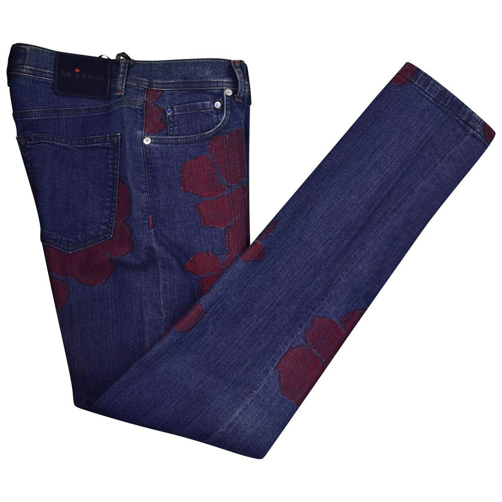 Kiton KITON Blue Burgundy Cotton Pl Ea Jeans Blue/Burgundy 000