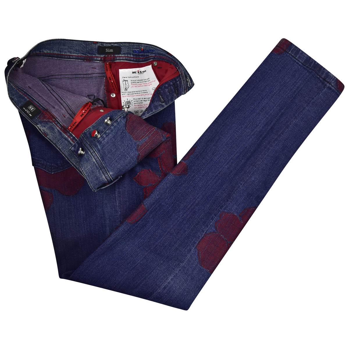 Kiton KITON Blue Burgundy Cotton Pl Ea Jeans Blue/Burgundy 001