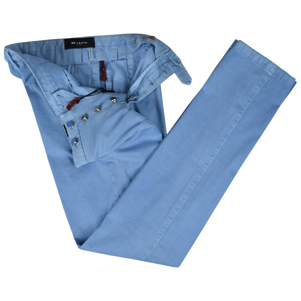 Kiton KITON Light Blue Cotton Silk Ea Pants Light Blue 001