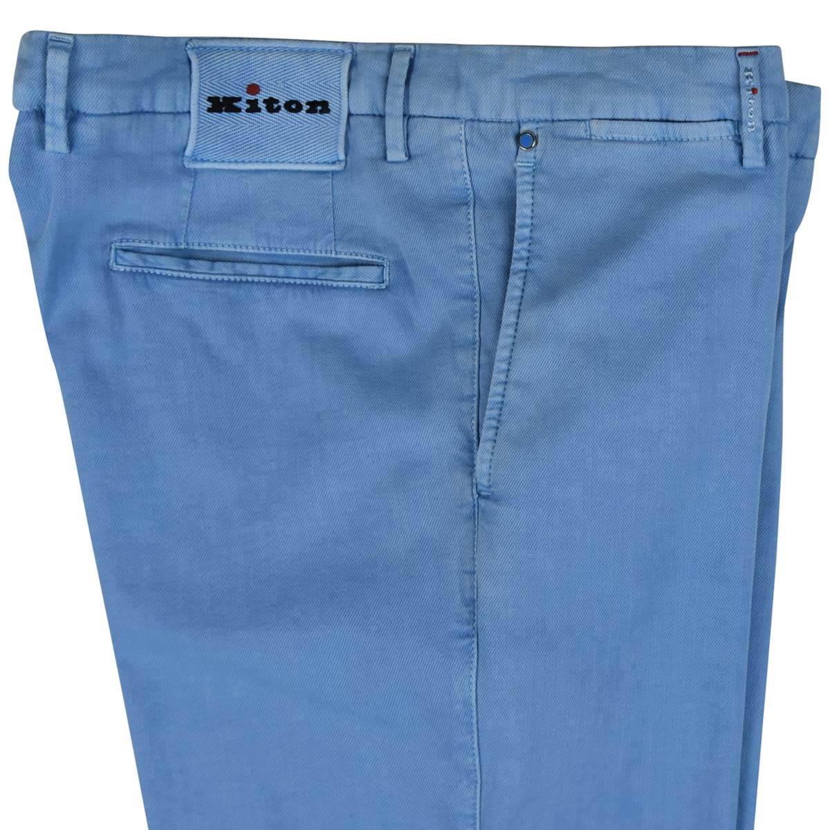 KITON Light Blue Cotton Silk Ea Pants