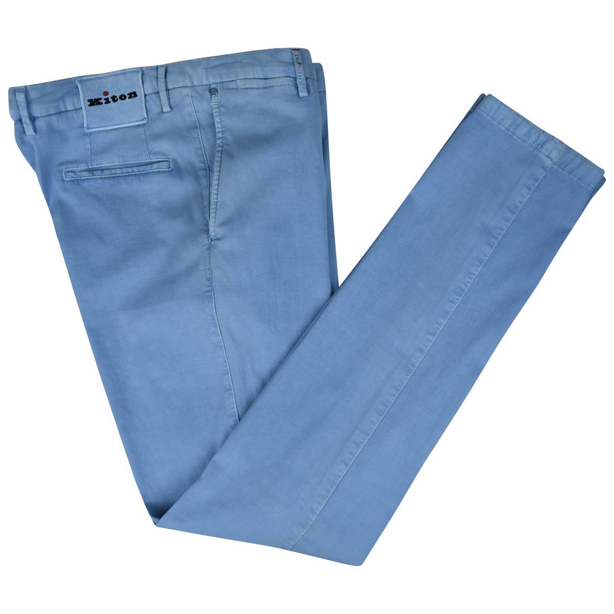 KITON Light Blue Cotton Silk Ea Pants
