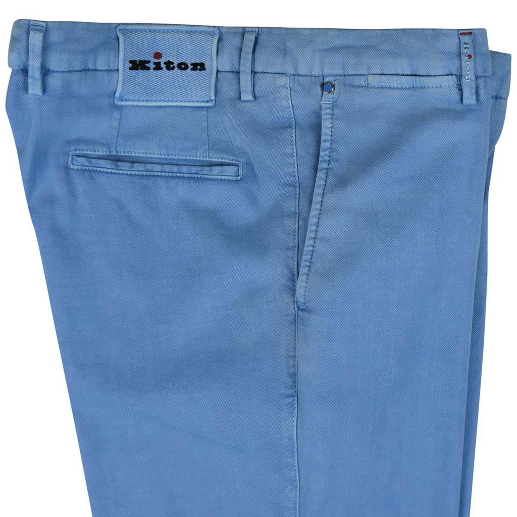 KITON Light Blue Cotton Silk Ea Pants