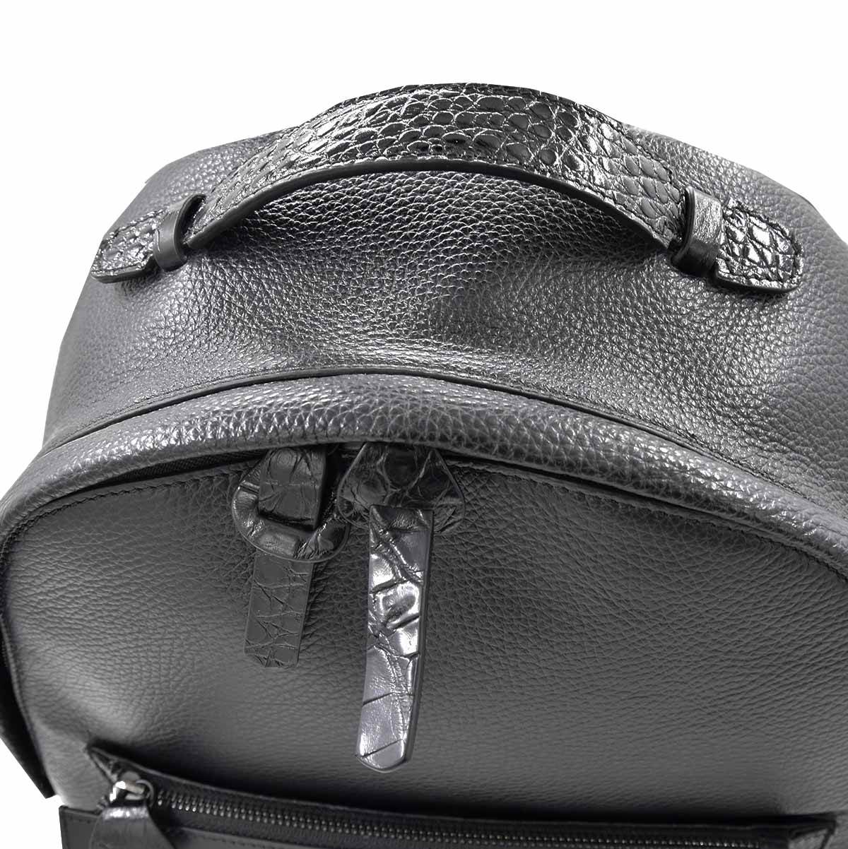KITON Black Leather Calfskin Backpack