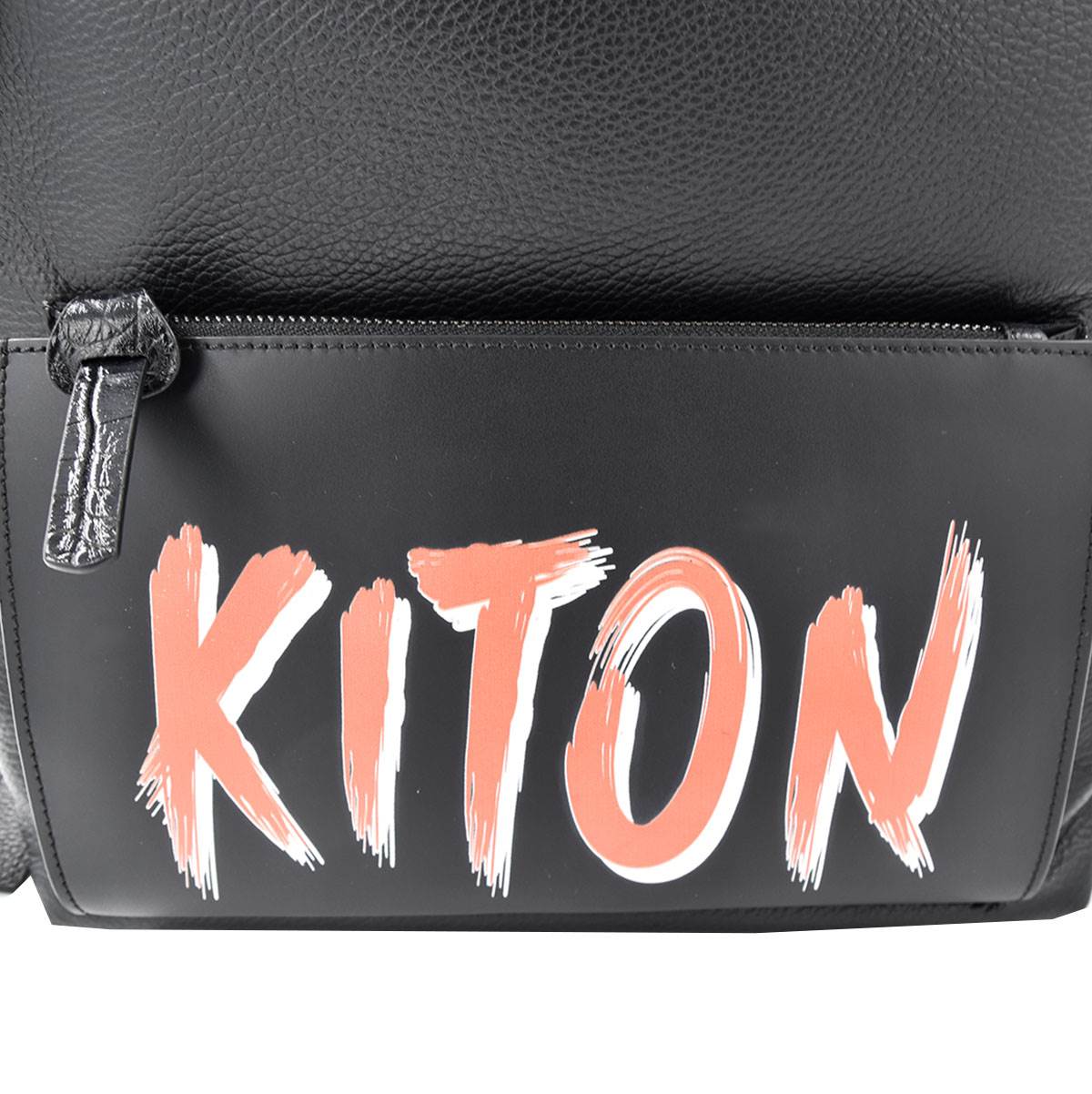 KITON Black Leather Calfskin Backpack