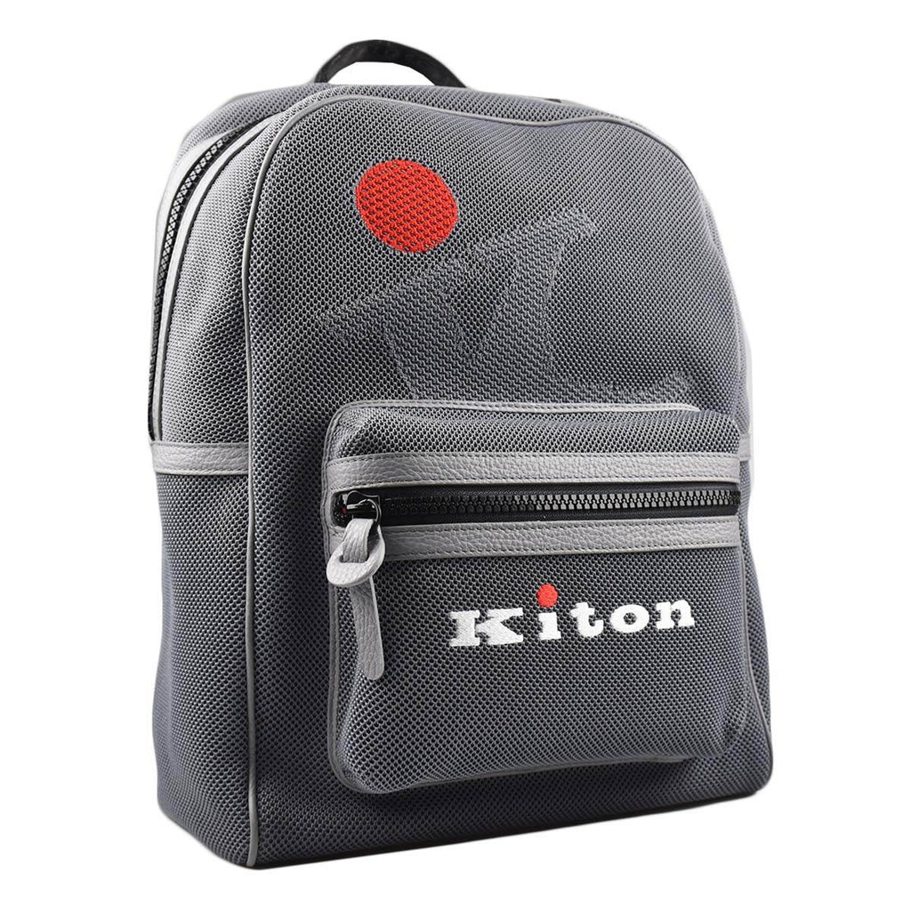 Kiton KITON Gray Leather Backpack Gray 001
