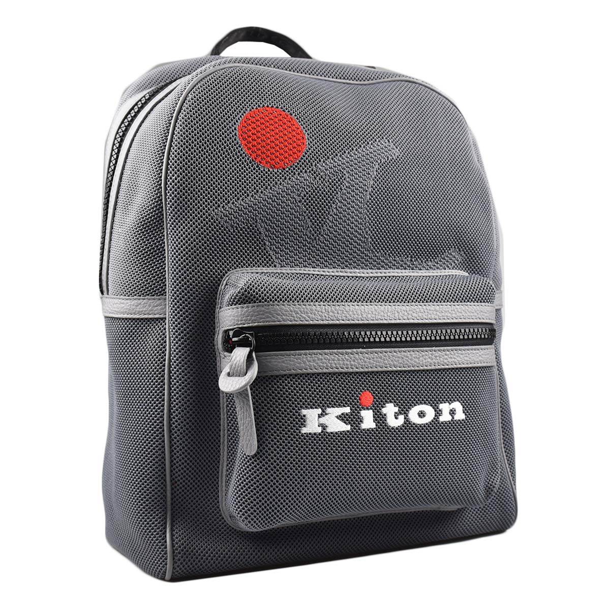 Kiton KITON Gray Leather Backpack Gray 001