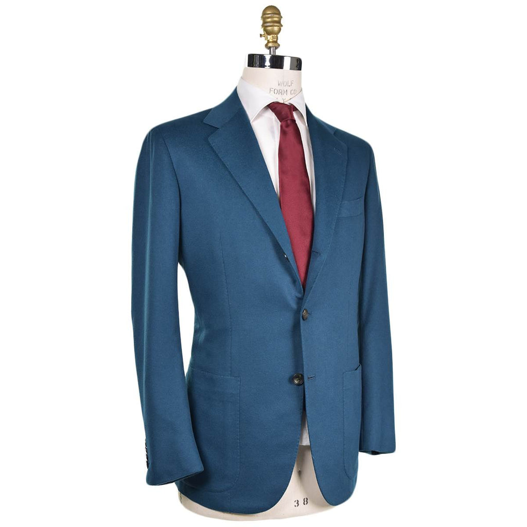 Kiton KITON Green Blue Vicuna Silk Blazer Green/Blue 001