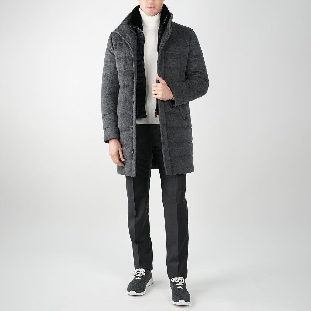 KITON Grey Virgin Wool Cashmere Overcoat