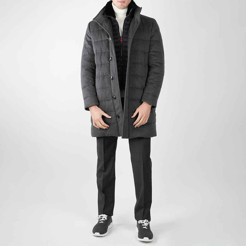 KITON Grey Virgin Wool Cashmere Overcoat