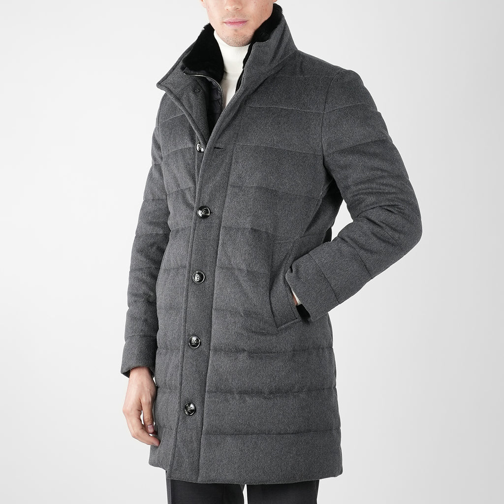 KITON Grey Virgin Wool Cashmere Overcoat