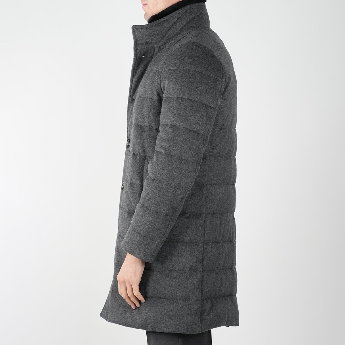 KITON Grey Virgin Wool Cashmere Overcoat