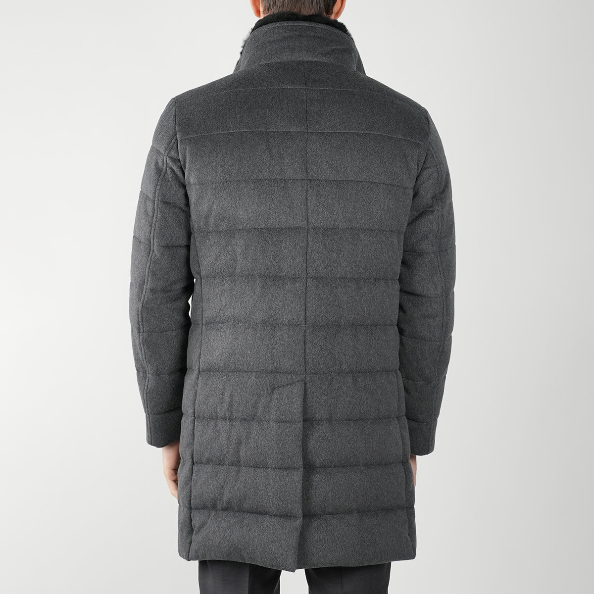 KITON Grey Virgin Wool Cashmere Overcoat