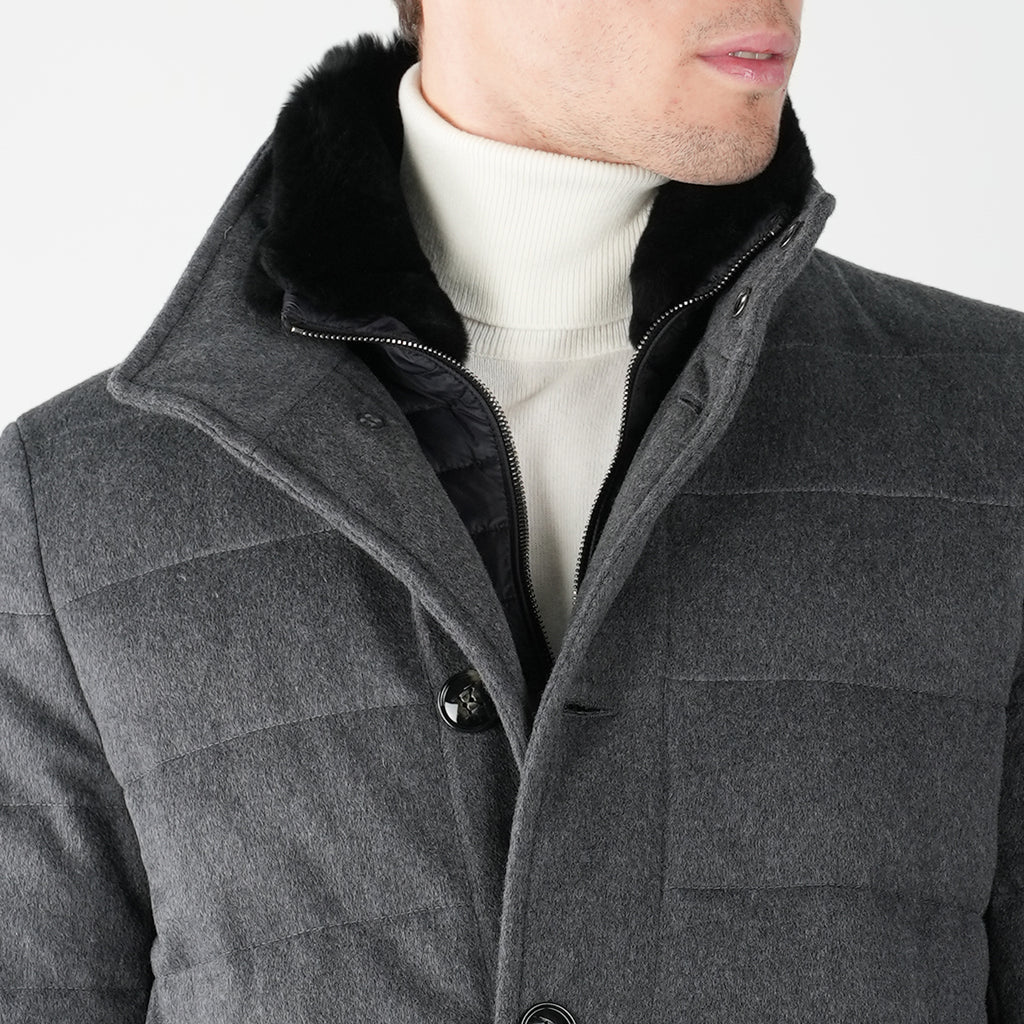 KITON Grey Virgin Wool Cashmere Overcoat