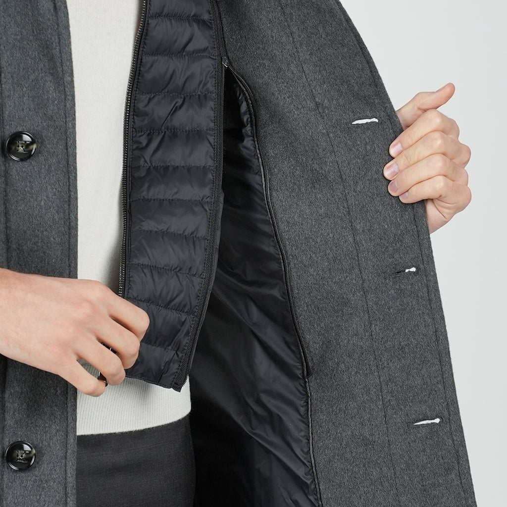 KITON Grey Virgin Wool Cashmere Overcoat