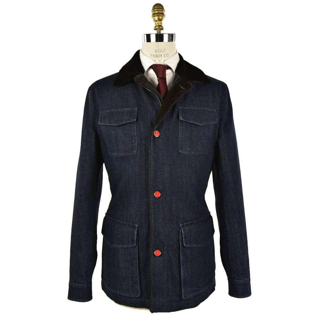Kiton KITON Blue Cotton Ea Overcoat Blue 000