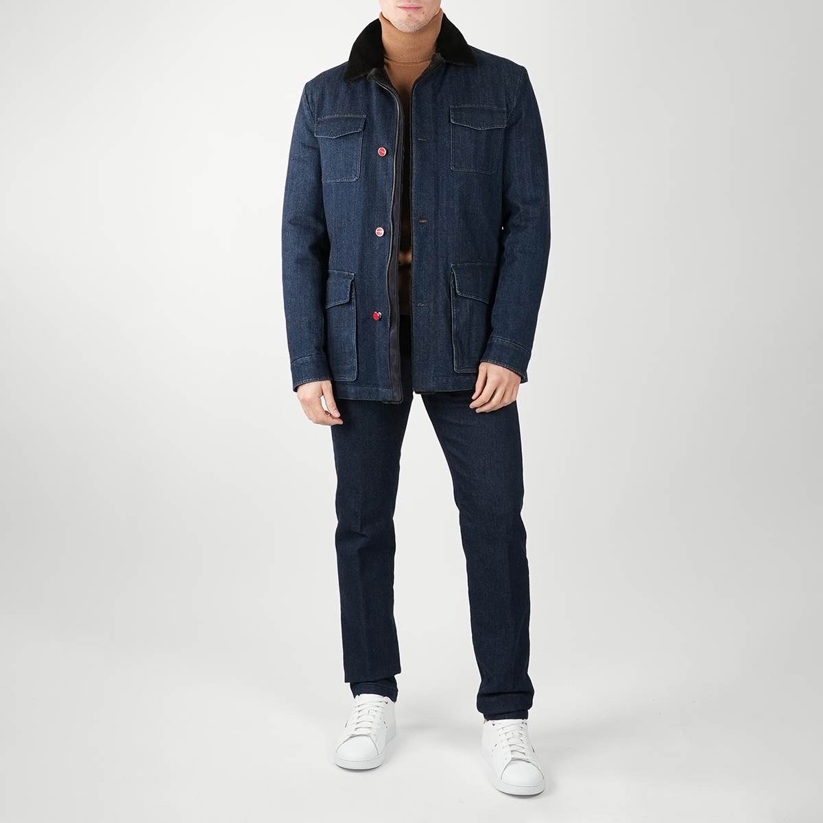 Kiton KITON Blue Cotton Ea Overcoat Blue 001