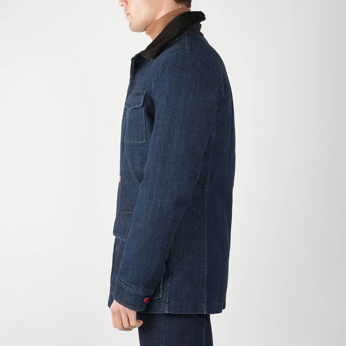 KITON Blue Cotton Ea Overcoat
