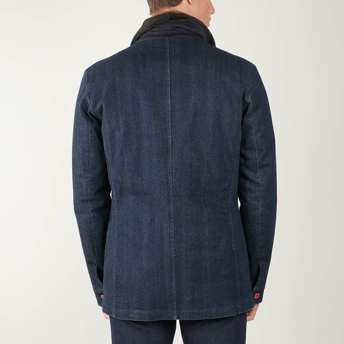 KITON Blue Cotton Ea Overcoat
