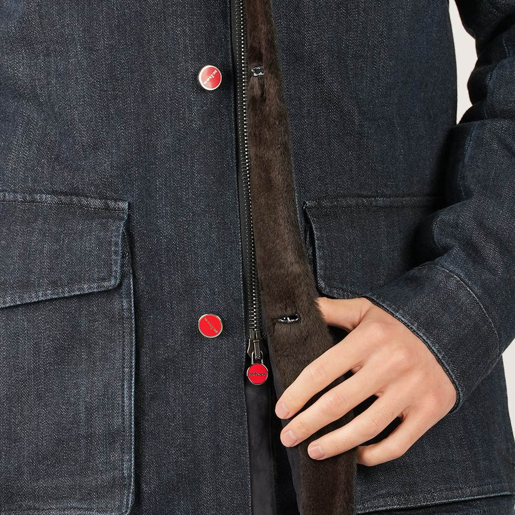 KITON Blue Cotton Ea Overcoat