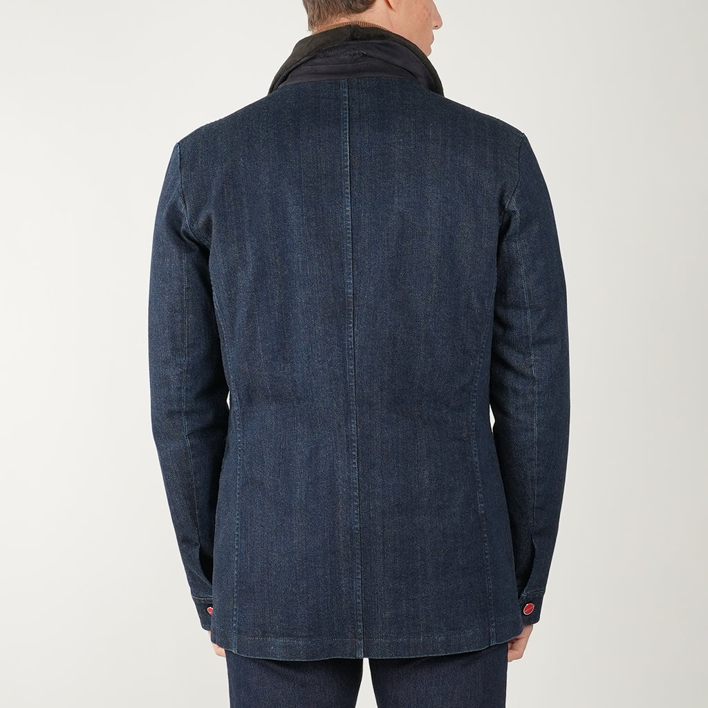 KITON Blue Cotton Ea Overcoat