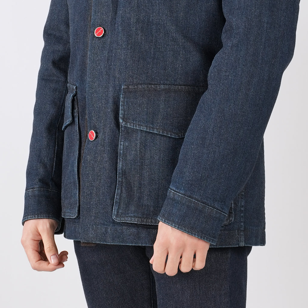 KITON Blue Cotton Ea Overcoat
