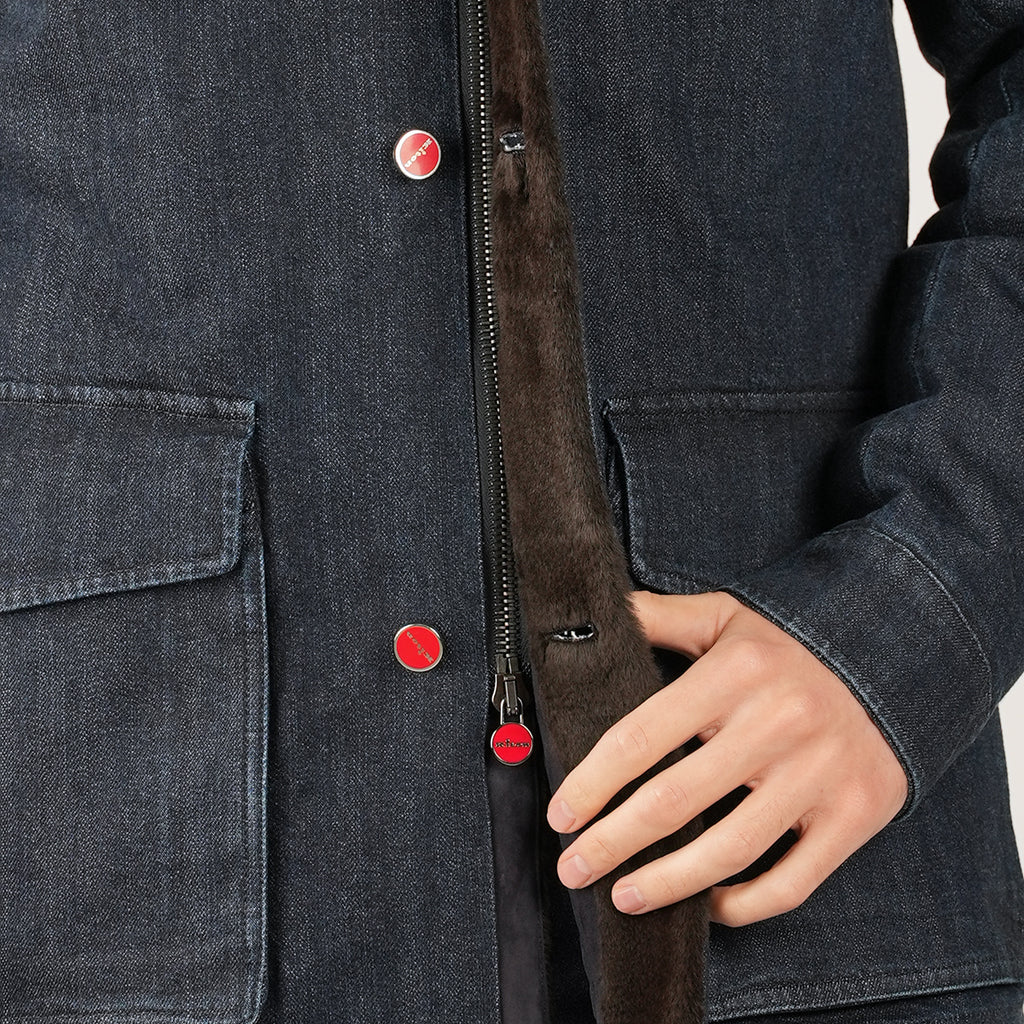 KITON Blue Cotton Ea Overcoat
