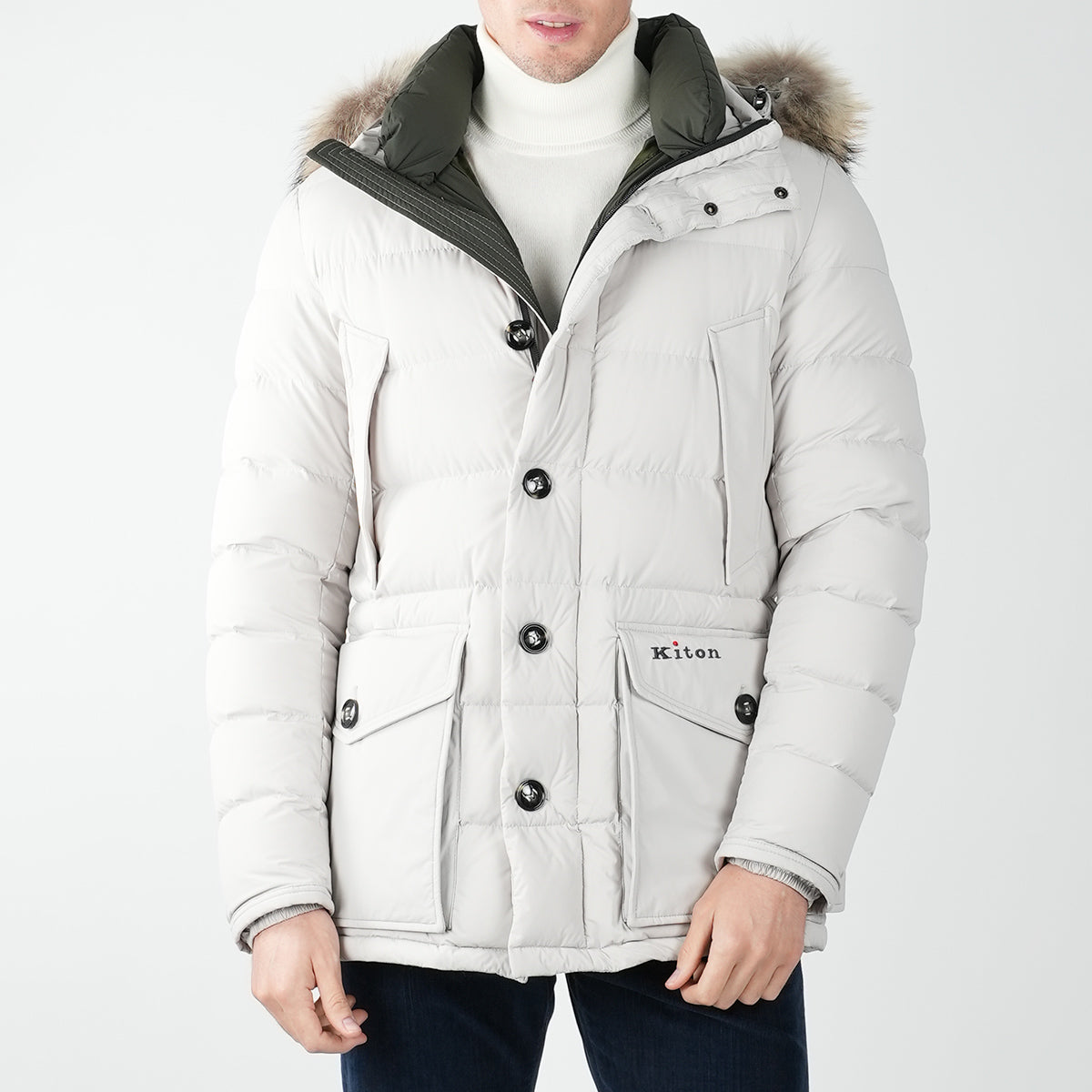 KITON Gray Pa Ea Fur Coat