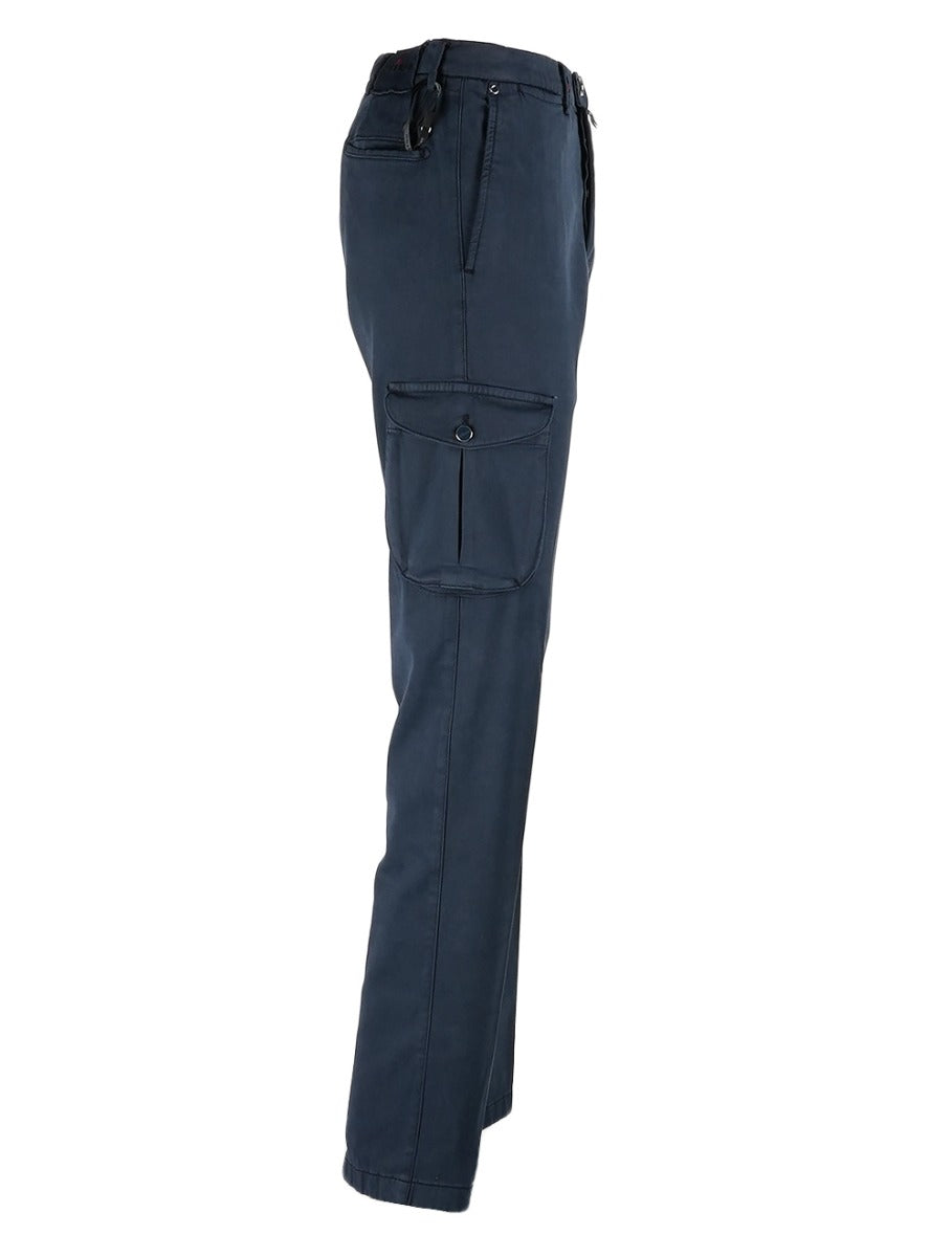 Kiton Blue Lycra Cotton Ea Cargo Pants